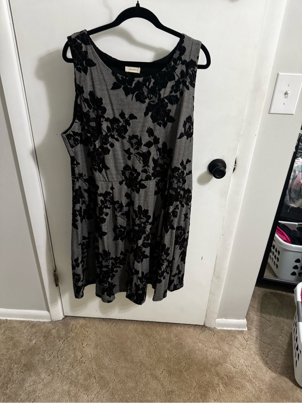 Crescent Black Floral Overlay Dress